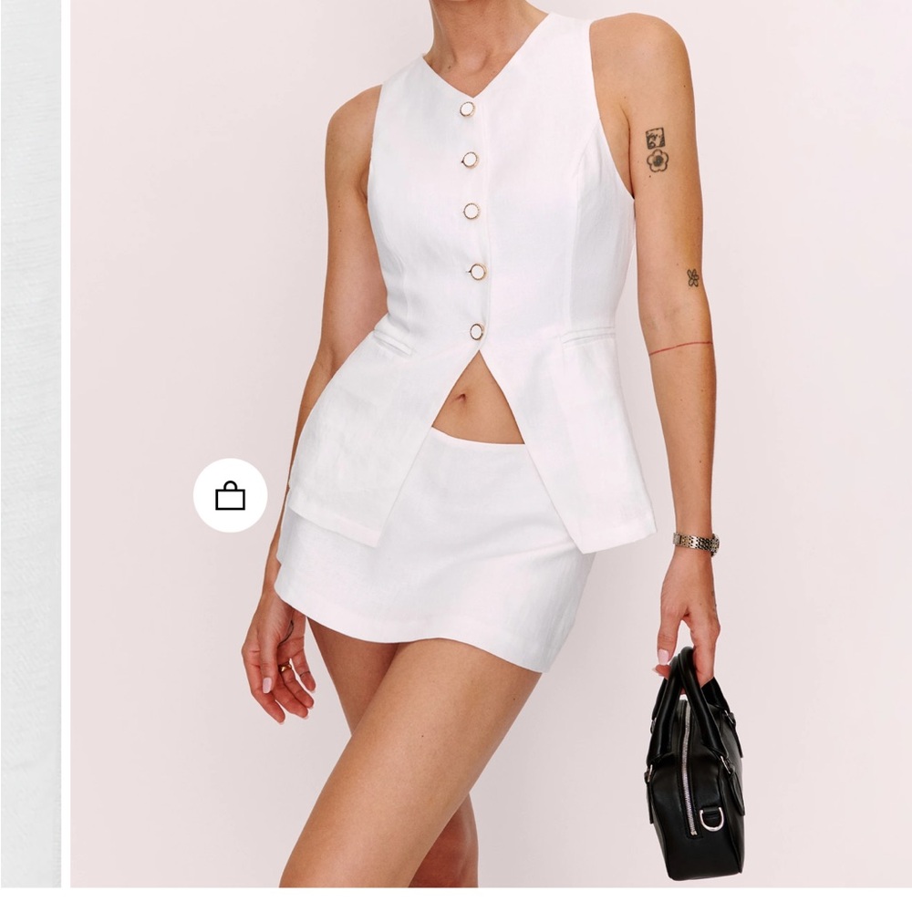 Reformation White Aspen linen Down Top